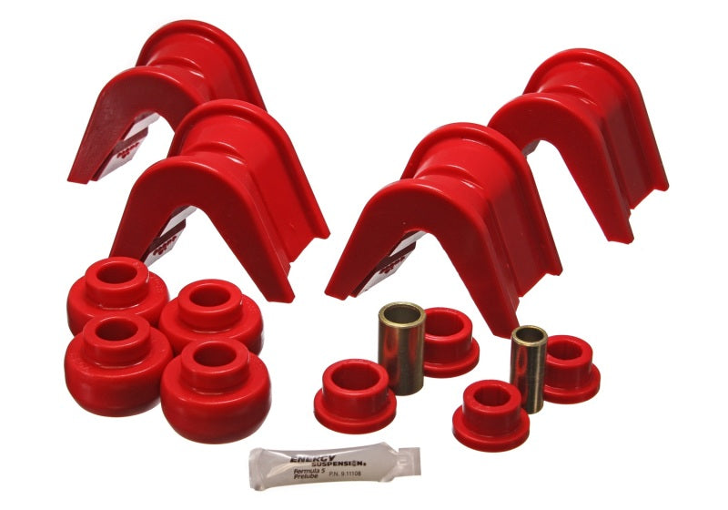 Energy Suspension 76-77 Ford Bronco/66-72 F-100/F-150 Red 4 Deg Offset Complete 14 Pc C-Bushing Set