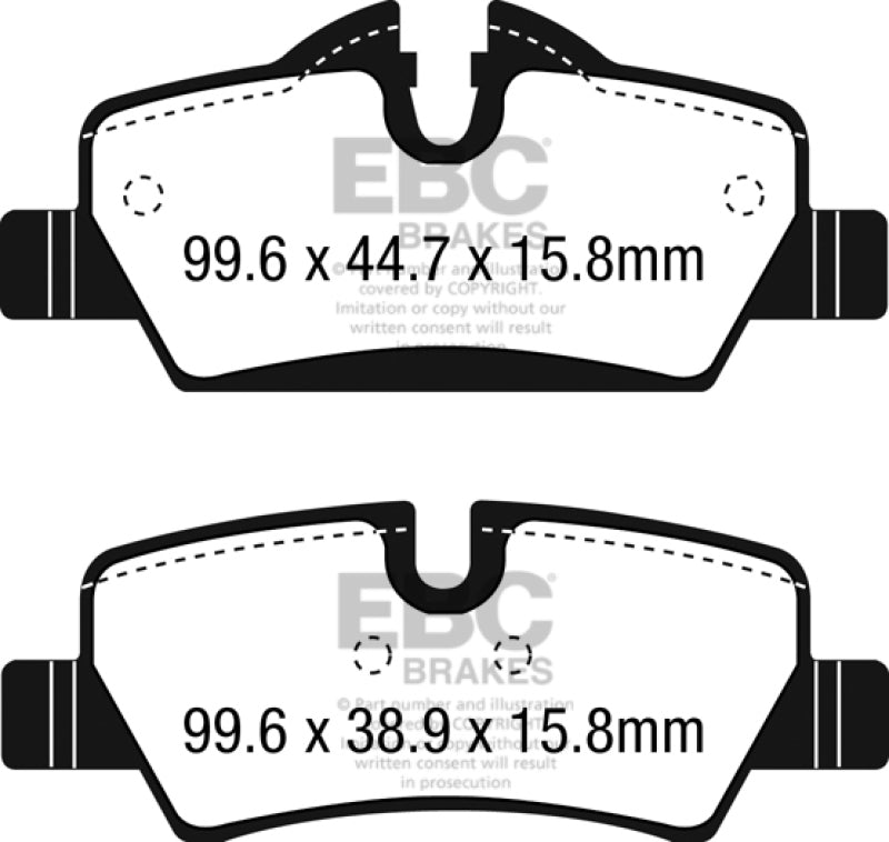 EBC 14+ Mini Hardtop 1.5 Turbo Cooper Redstuff Rear Brake Pads