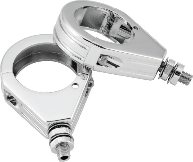 Bikers Choice Chrome Grooved 39MM Clamp With 5/16-18 Stud Universal Custom Pr