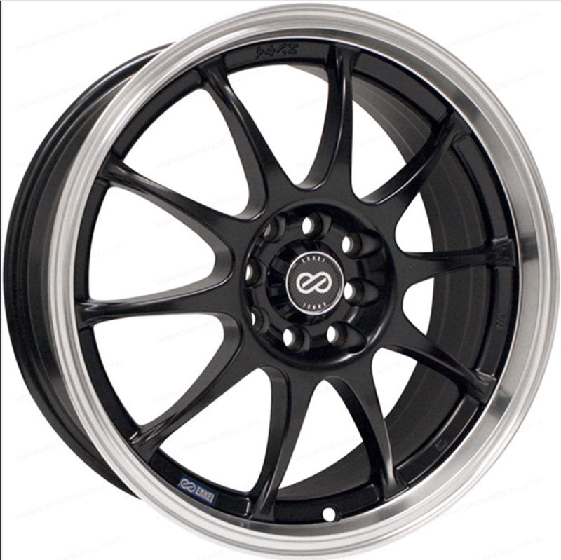 Enkei J10 16x7 4x100/108 42mm Offset 72.62mm Bore Dia Matte Black w/ Machined Lip Wheel