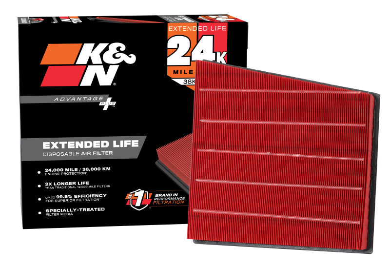 K&N Advantage Plus Air Filter 24K Miles Chevy Silverado 2500 Hd V8-6.6L Dsl 17-18