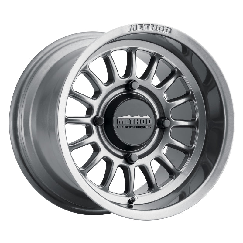 Method MR411 Bead Grip 15x7 / 4+3/13mm Offset / 4x136 / 106.25mm CB Gloss Titanium Wheel