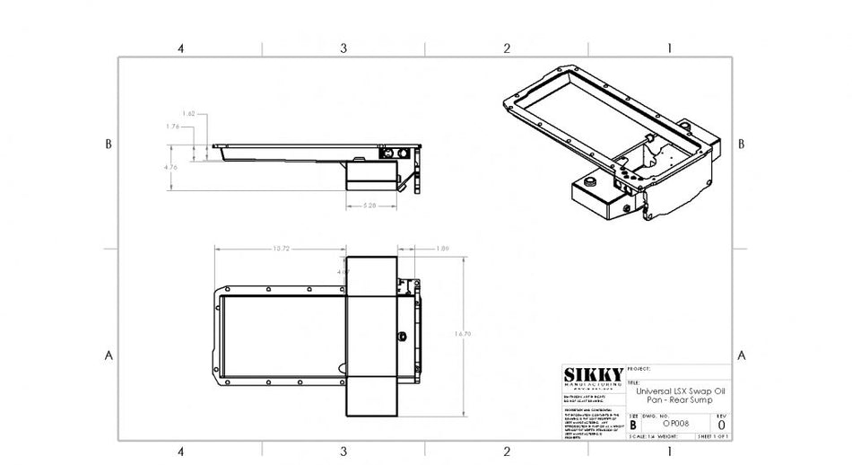 Universal LSX Swap Oil Pan - Rear Sump Style 1 Kit