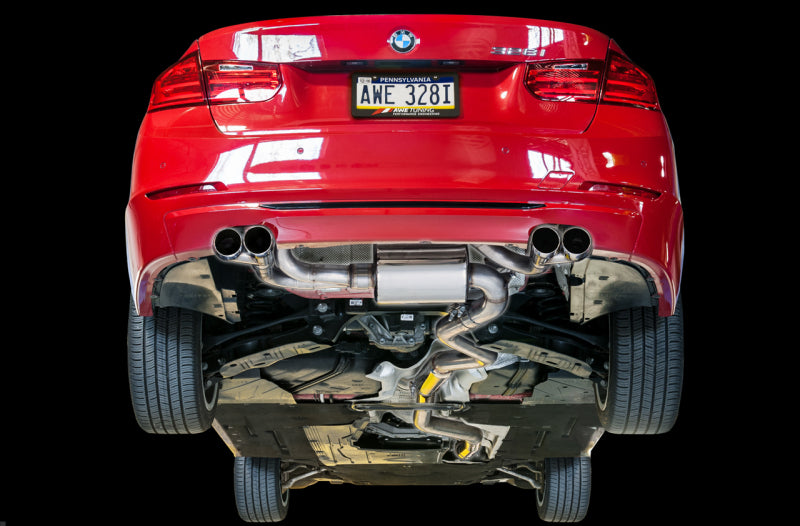 AWE Tuning BMW F3X N20/N26 328i/428i Touring Edition Exhaust Quad Outlet - 80mm Diamond Black Tips