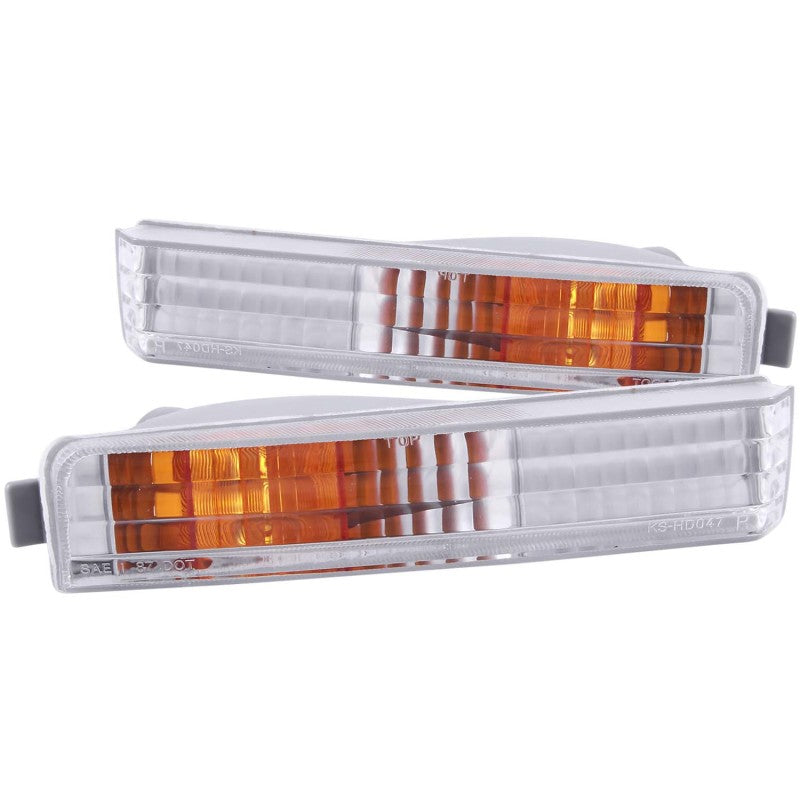 ANZO 1990-1991 Honda Accord Euro Parking Lights Chrome w/ Amber Reflector