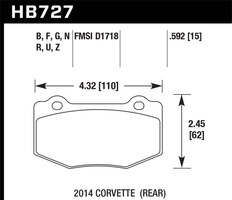 Hawk 2014 Chevrolet Corvette HPS Rear Brake Pads