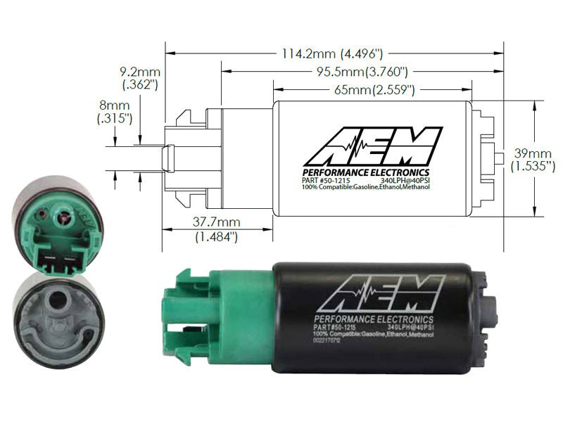 AEM 340LPH 65mm Fuel Pump Kit w/ Mounting Hooks - Ethanol Compatible - CPC Performance