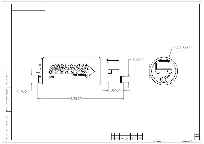 Aeromotive 340 Series Stealth In - Tank E85 Fuel Pump - Offset Inlet - Inlet Inline w/Outlet - CPC Performance