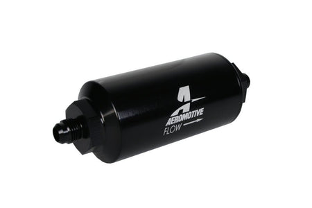 Aeromotive In - Line Filter - (AN - 6 Male) 10 Micron Fabric Element Bright Dip Black Finish - CPC Performance