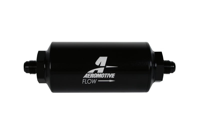 Aeromotive In - Line Filter - (AN - 6 Male) 10 Micron Fabric Element Bright Dip Black Finish - CPC Performance