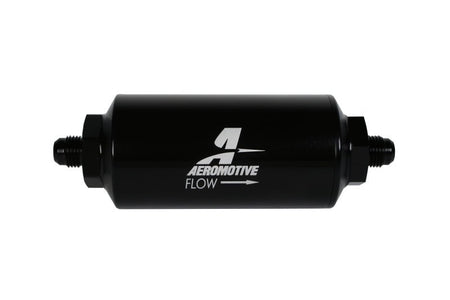 Aeromotive In - Line Filter - (AN - 6 Male) 10 Micron Fabric Element Bright Dip Black Finish - CPC Performance