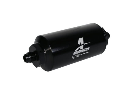 Aeromotive In - Line Filter - (AN - 6 Male) 10 Micron Fabric Element Bright Dip Black Finish - CPC Performance
