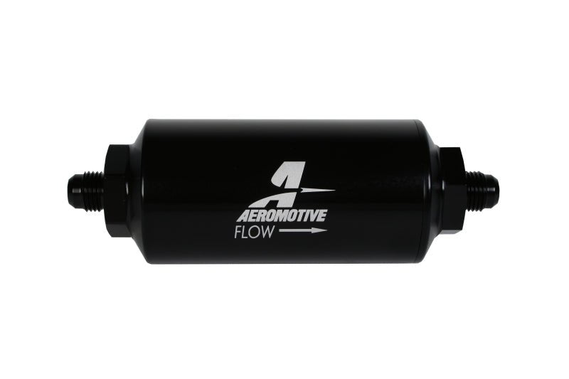 Aeromotive In - Line Filter - (AN - 6 Male) 10 Micron Fabric Element Bright Dip Black Finish - CPC Performance