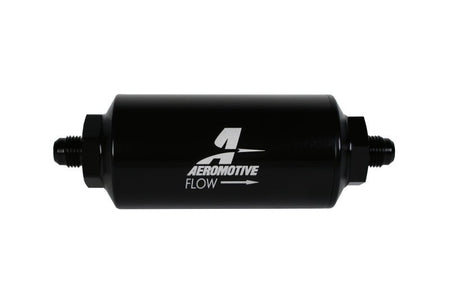 Aeromotive In - Line Filter - (AN - 6 Male) 10 Micron Fabric Element Bright Dip Black Finish - CPC Performance