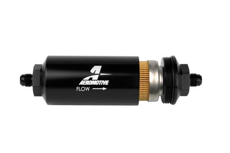 Aeromotive In - Line Filter - (AN - 6 Male) 10 Micron Fabric Element Bright Dip Black Finish - CPC Performance