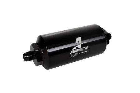 Aeromotive In - Line Filter - (AN - 6 Male) 10 Micron Microglass Element Bright Dip Black Finish - CPC Performance