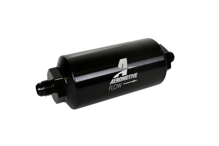 Aeromotive In - Line Filter - (AN - 6 Male) 10 Micron Microglass Element Bright Dip Black Finish - CPC Performance