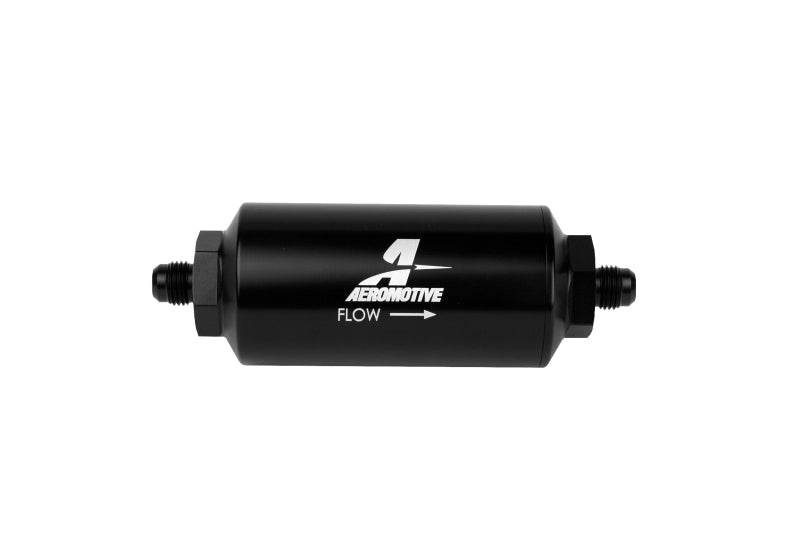 Aeromotive In - Line Filter - (AN - 6 Male) 10 Micron Microglass Element Bright Dip Black Finish - CPC Performance