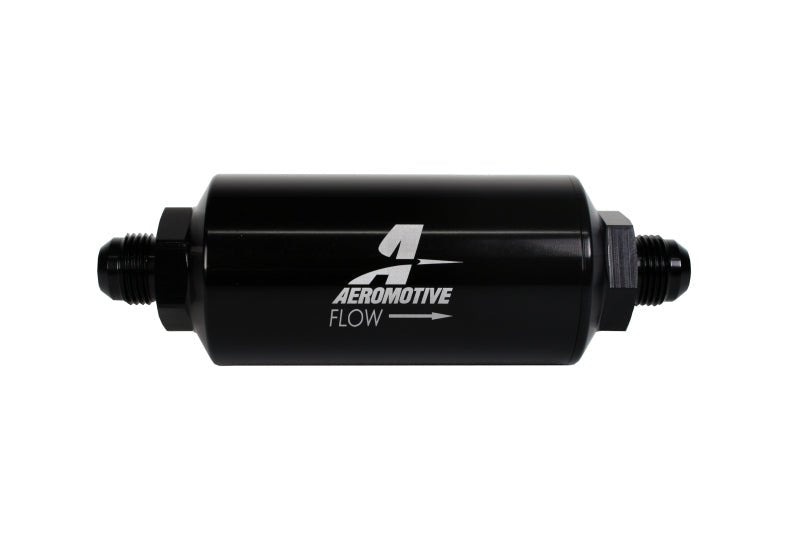 Aeromotive In - Line Filter - (AN - 8 Male) 40 Micron Stainless Mesh Element Bright Dip Black Finish - CPC Performance
