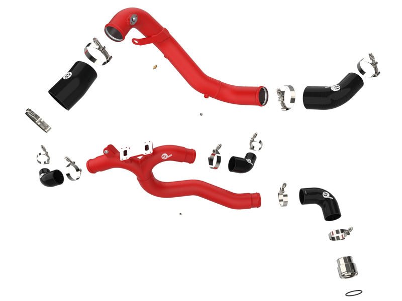 AFE 18-21 Kia Stinger V6-3.3L BladeRunner Alum Hot/Cold Charge Pipe Kit Red - CPC Performance