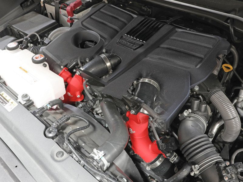 aFe 2022 Toyota Land Cruiser (J300) V6-3.5L (tt) BladeRunner 2.5in Aluminum Hot Charge Pipe - Red - CPC Performance