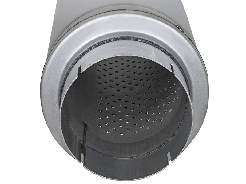 aFe ATLAS Aluminized Steel Muffler 5in Center/Center 24in L x 7in Diameter - Round Body - CPC Performance