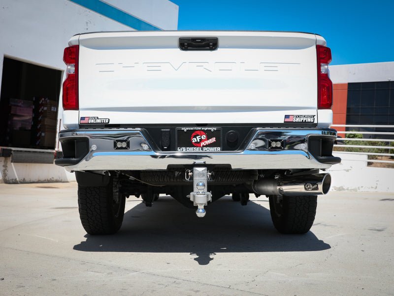 aFe Large Bore - HD 5 IN 409 SS DPF - Back Exhaust System w/Polished Tip 20 - 23 GM Truck V8 - 6.6L - CPC Performance