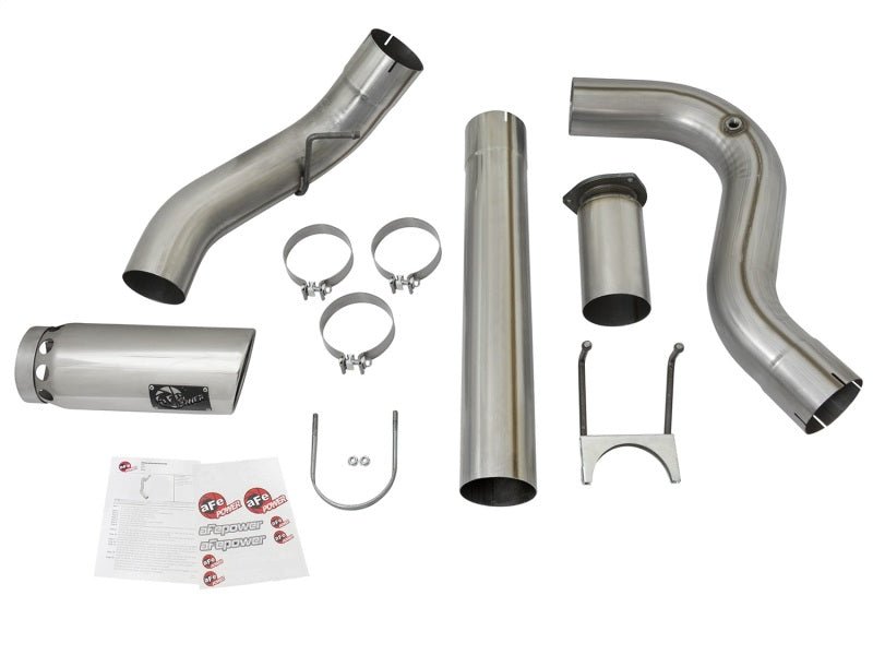 aFe LARGE BORE HD 5in 409 - SS DPF - Back Exhaust w/Polished Tip 2017 Ford Diesel Trucks V8 6.7L (td) - CPC Performance