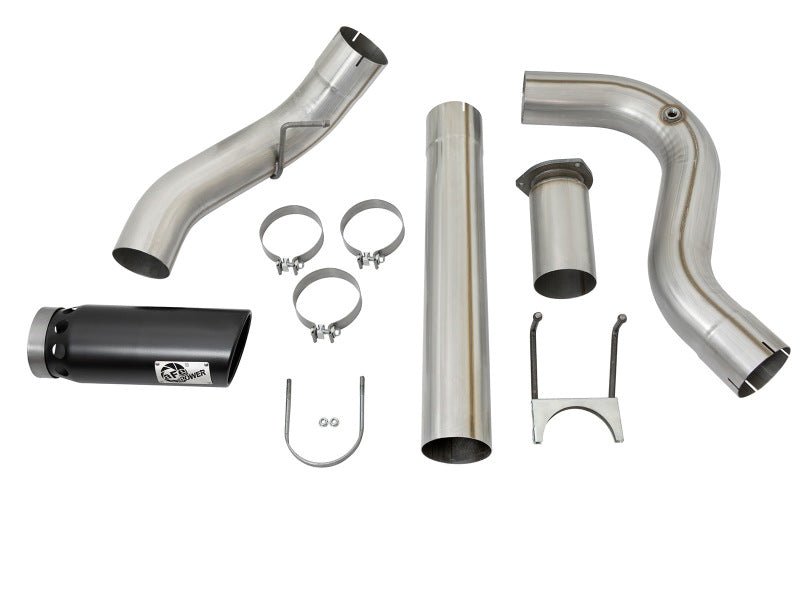 aFe Large Bore - HD 5in DPF Back 409 SS Exhaust System w/Black Tip 2017 Ford Diesel Trucks V8 6.7L(td) - CPC Performance