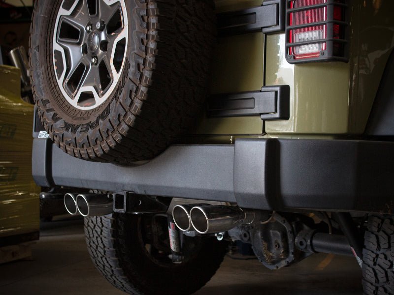aFe Rebel Series 2.5in 409 SS Axle - Back Exhaust Polished 07 - 18 Jeep Wrangler (JK) V6 - 3.6L/3.8L - CPC Performance