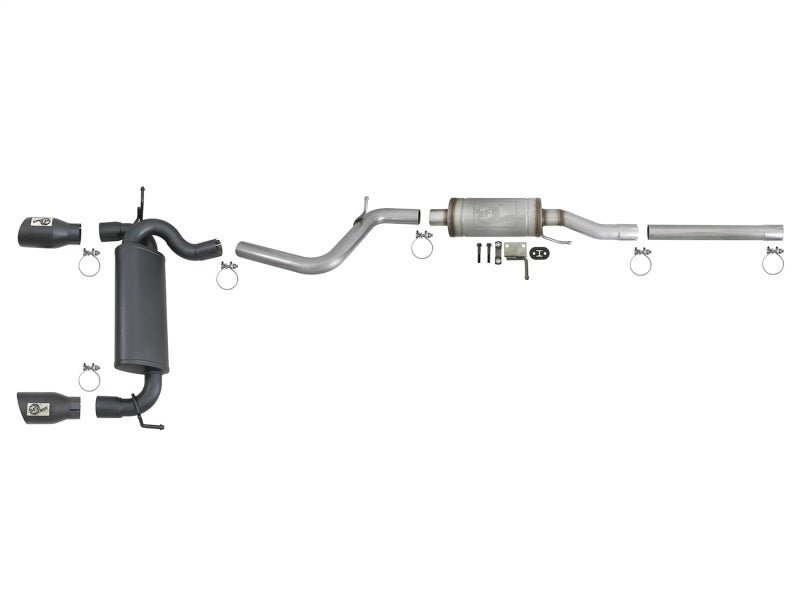 aFe Rebel Series 2.5in 409 SS Cat - Back Exhaust w/ Black Tips 2007+ Jeep Wrangler (JK) V6 3.6L/3.8L - CPC Performance