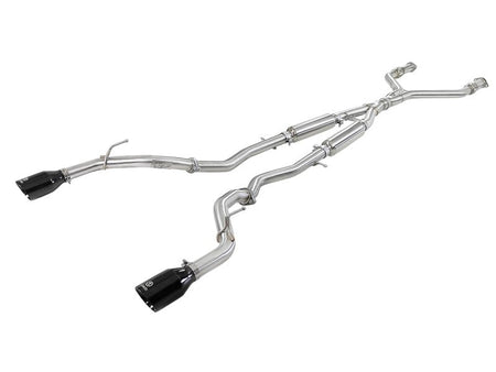 aFe Takeda 2.5in 304 SS Cat - Back Exhaust System w/ Black Tips 16 - 18 Infiniti Q50 V6 - 3.0L (tt) - CPC Performance
