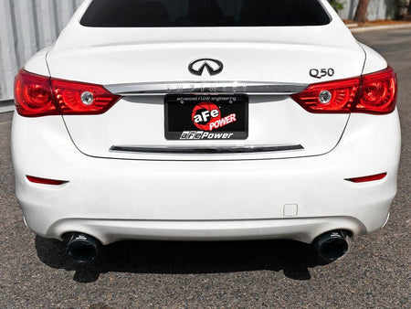 aFe Takeda 2.5in 304 SS Cat - Back Exhaust System w/ Black Tips 16 - 18 Infiniti Q50 V6 - 3.0L (tt) - CPC Performance