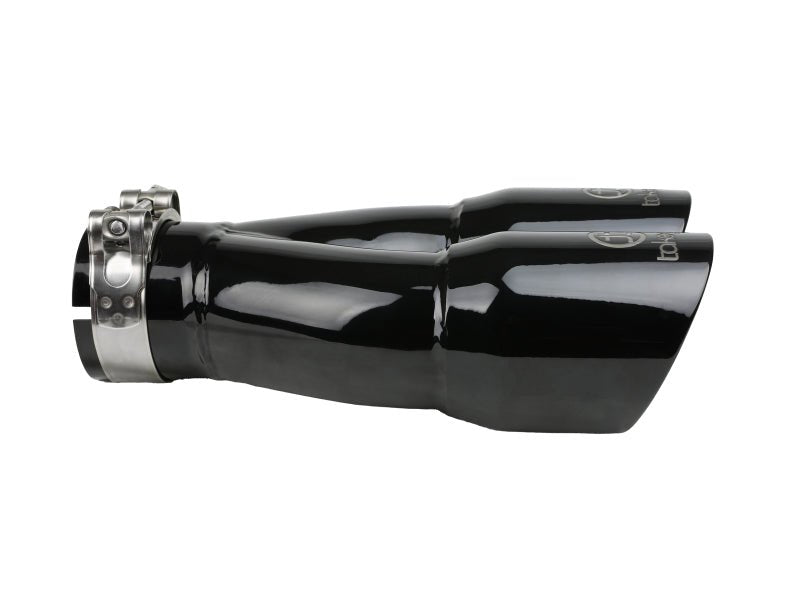 aFe Takeda 2.5in 304 Stainless Steel Clamp - on Exhaust Tip 2.5in Inlet 3in Dual Outlet - Black - CPC Performance
