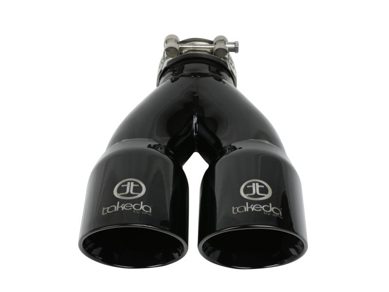 aFe Takeda 2.5in 304 Stainless Steel Clamp - on Exhaust Tip 2.5in Inlet 3in Dual Outlet - Black - CPC Performance