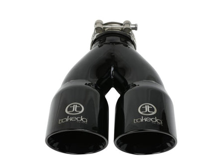 aFe Takeda 2.5in 304 Stainless Steel Clamp - on Exhaust Tip 2.5in Inlet 3in Dual Outlet - Black - CPC Performance