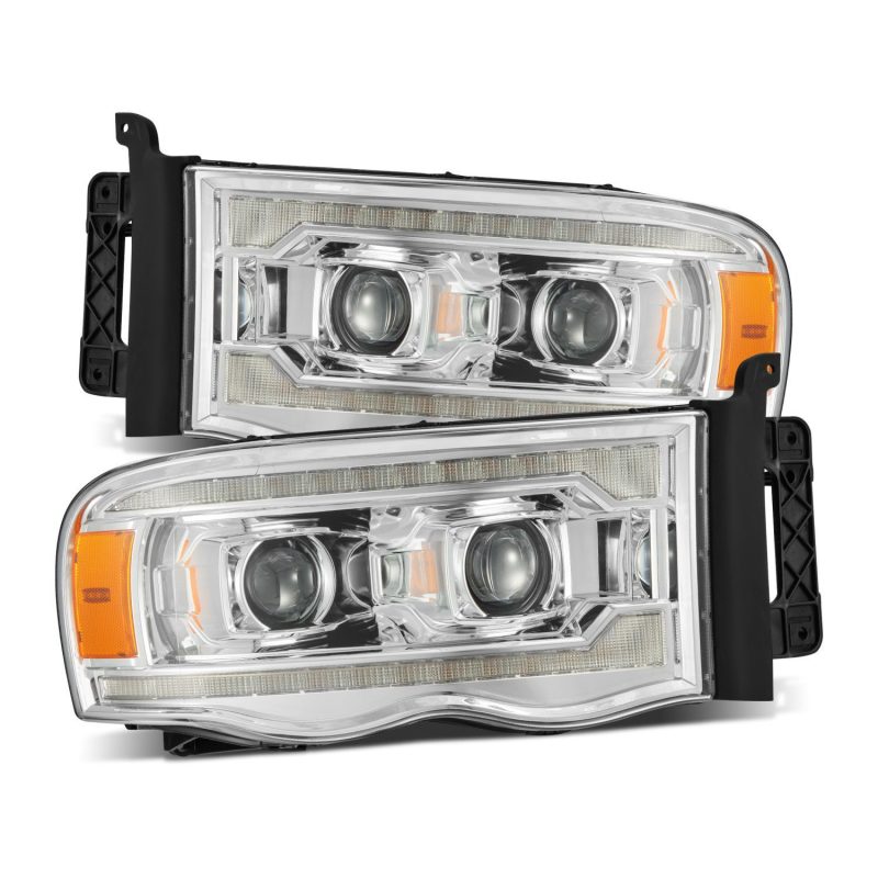 AlphaRex 02 - 05 Dodge Ram 1500 LUXX LED Proj Headlights Plank Style Chrome w/Activ Light/Seq Signal - CPC Performance