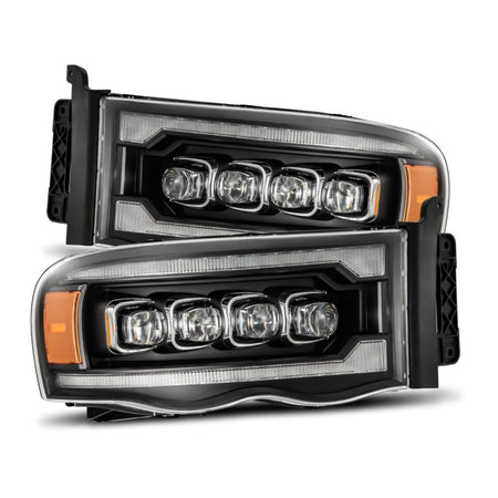 AlphaRex 02 - 05 Dodge Ram 1500 NOVA LED Proj Headlights Plank Style Blk w/Activ Light/Seq Signal - CPC Performance