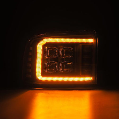 AlphaRex 05 - 07 Ford F250/350/450/550 Super Duty NOVA LED Proj HL Blk w/Actv Light & Seq Sig + SB DRL - CPC Performance