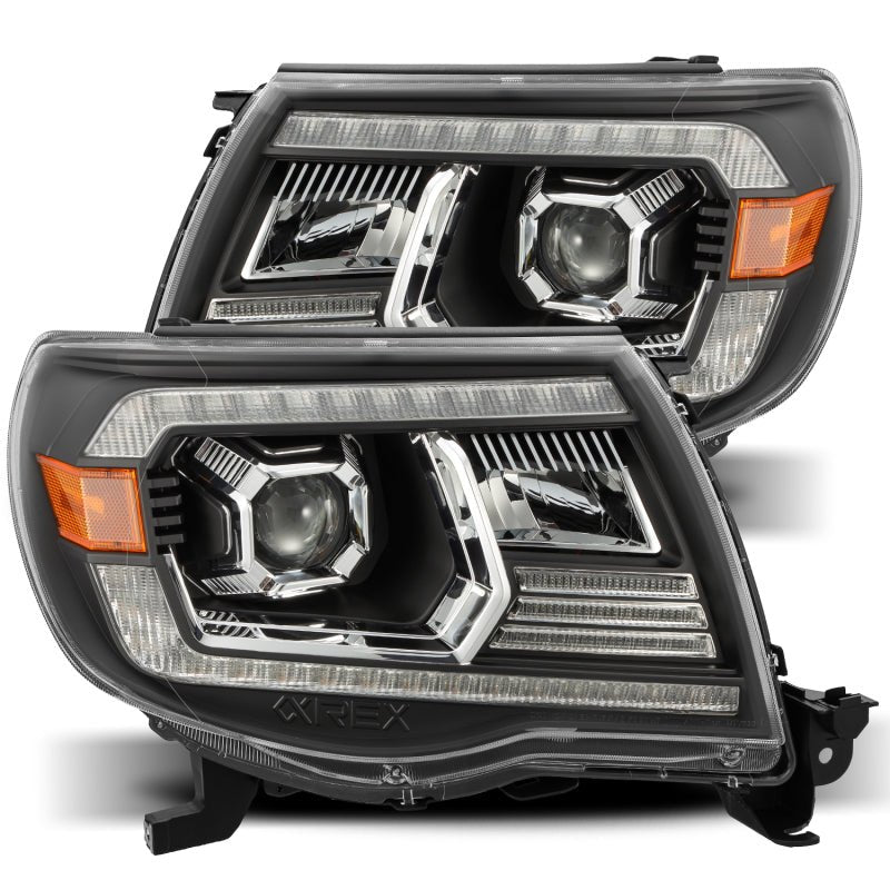 AlphaRex 05 - 11 Toyota Tacoma LUXX LED Projector Headlights Plank Style Black w/Activ Light and DRL - CPC Performance