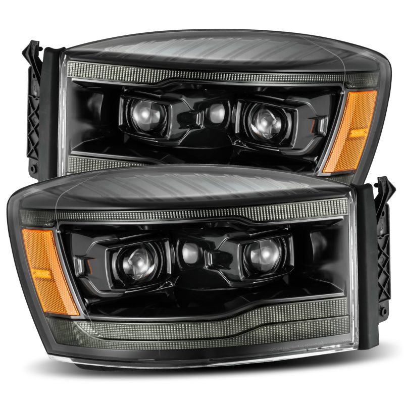 AlphaRex 06 - 08 Dodge Ram 1500HD PRO - Series Proj Headlights Plank Style Alpha Black w/Seq Signal/DRL - CPC Performance