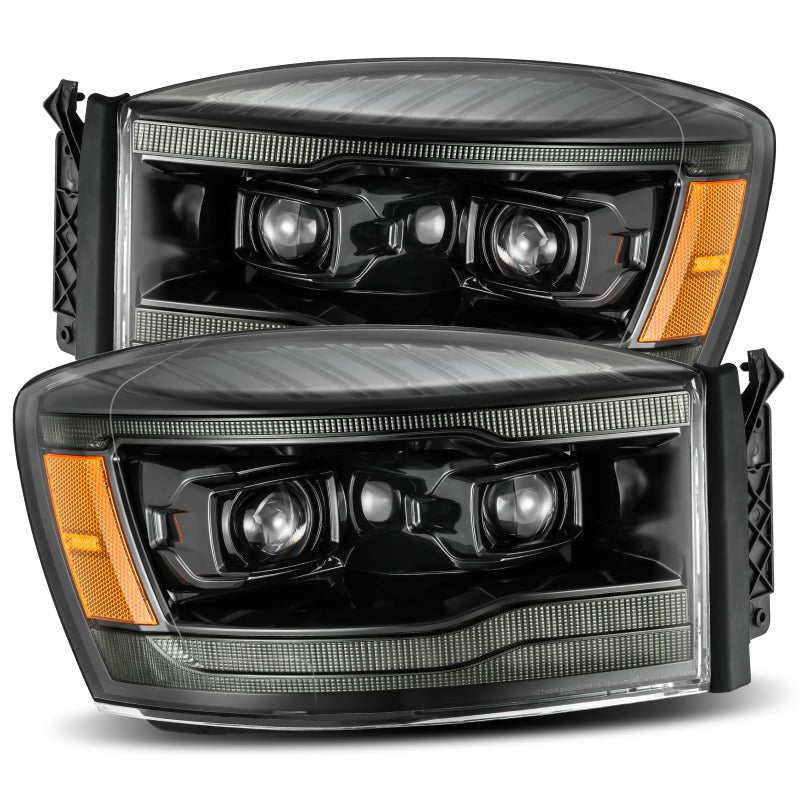 AlphaRex 06 - 08 Dodge Ram 1500HD PRO - Series Proj Headlights Plank Style Alpha Black w/Seq Signal/DRL - CPC Performance