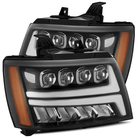 AlphaRex 07 - 13 Chevy Avalanche NOVA LED Proj Headlights Plank Style Gloss Black w/Activ Light/DRL - CPC Performance