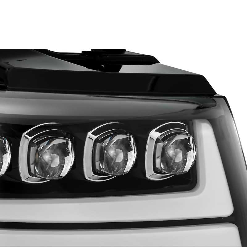 AlphaRex 07 - 13 Chevy Avalanche NOVA LED Proj Headlights Plank Style Gloss Black w/Activ Light/DRL - CPC Performance