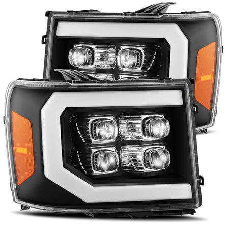 AlphaRex 07 - 13 GMC 1500HD NOVA LED Proj Headlights Plank - Jet Black w/Activ Light/Seq Signal/DRL - CPC Performance