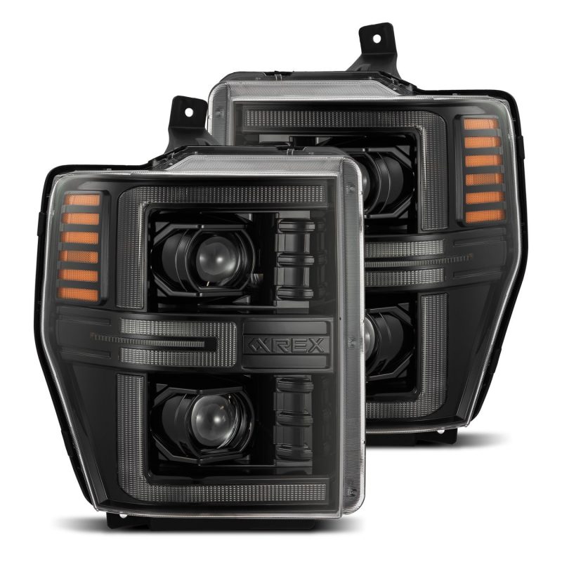 AlphaRex 08 - 10 Ford F250 - 550 LUXX - Series LED Projector Headlights Alpha - Blk w/Activ Light/Seq Signal - CPC Performance