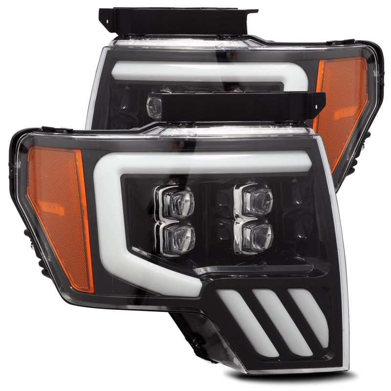 AlphaRex 09 - 14 Ford F - 150 NOVA LED Proj Headlights Plank Style Gloss Black w/Activ Light/Seq Signal - CPC Performance