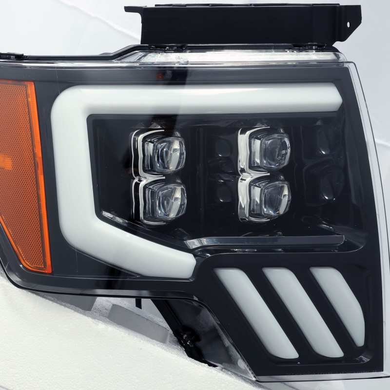 AlphaRex 09 - 14 Ford F - 150 NOVA LED Proj Headlights Plank Style Gloss Black w/Activ Light/Seq Signal - CPC Performance