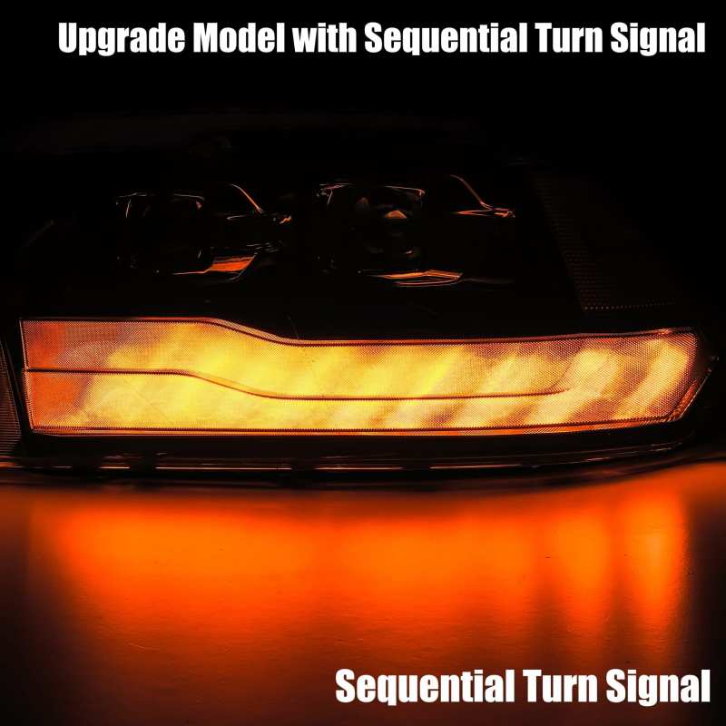 AlphaRex 09 - 18 Dodge Ram 1500HD LUXX LED Proj Headlights Plnk Style Blk w/Activ Light/Seq Signal/DRL - CPC Performance