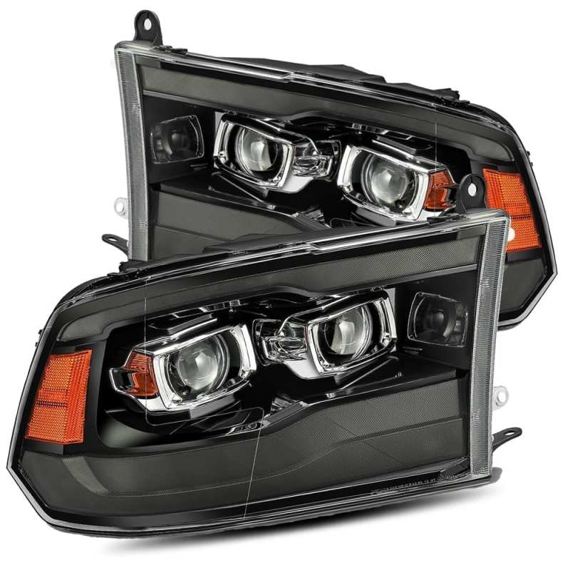 AlphaRex 09 - 18 Dodge Ram 1500HD PRO - Series Proj Headlights Plank Style Black w/Seq Signal/Smoked DRL - CPC Performance
